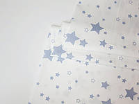 Бавовняна тканина (сатин) зірки блакитні на білому (КИтай)