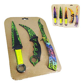 Дерев'яні ножі в наборі 3 шт дитячі іграшкові ножі з дерева в блістері метальний керамбіт і метелик
