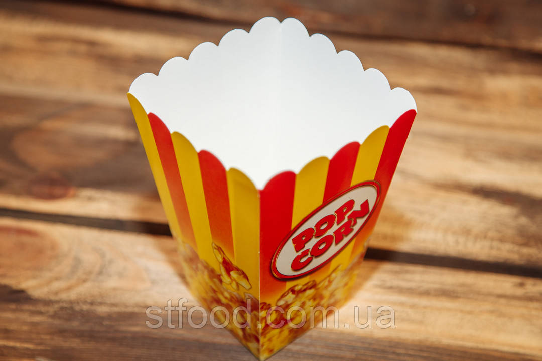 Коробочка для попкорна 0.7 л.(красно-жёлтая) - фото 1 - id-p1669826845