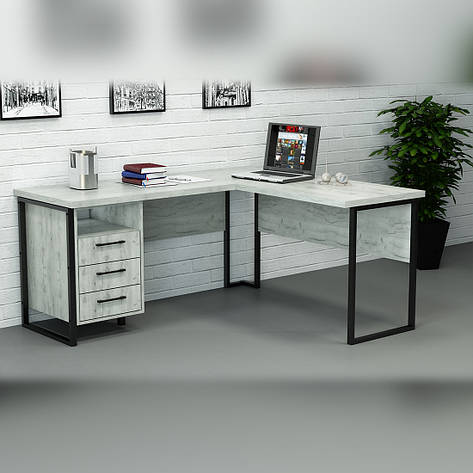 Офісний стіл лофт СУЛА-3 (1400x1400x765) Дуб Крафт білий Гамма стиль, фото 2