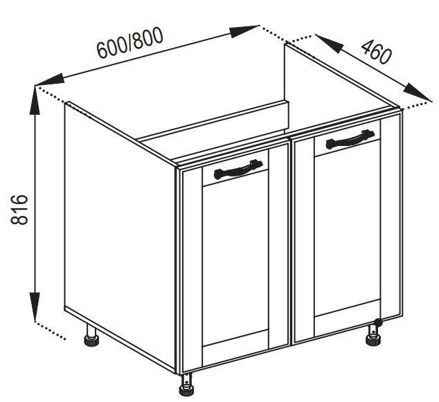 Кухня Домініка нижня секція Н 60М під мийку корпус ДСП фасад МДФ фарбований (Світ Меблів ТМ)