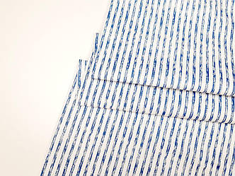 Глопкова тканина (сатин) смужка синя намальована (КИТАЙ)