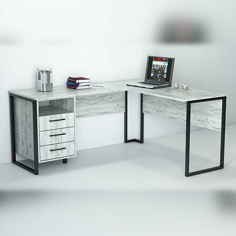Офісний стіл лофт  СУЛА-3-1 (1400x1400x750) Дуб Крафт білий Гамма стиль, фото 2