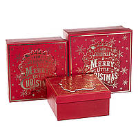 Красные коробки для упаковки новогодних подарков 20*20*9,5 см набор 3 шт