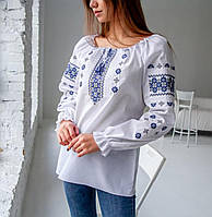 Вышиванка женская Дива синяя по белому р. S. L. XL. 2XL. 4XL.