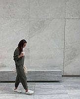 Жіночий однотонний спортивний костюм із двонитки без капюшона (Норма та напівбатал), фото 6