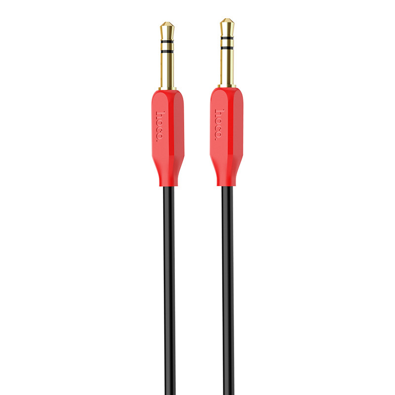 AUX стерео кабель (stereo cable) Hoco UPA11 (3.5mm-3.5mm) 1m Black-Red Чорний, фото 2