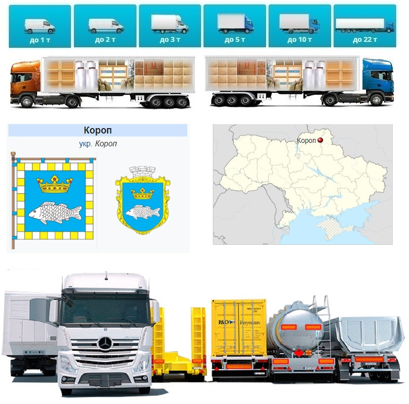 Вантажоперевезення  із Коропу в   Короп