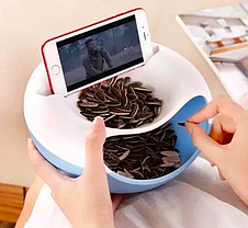 Миска для снеку, насіння: фруктів, чіпсів з підставкою для телефону, фото 3