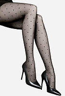 Модні жіночі колготки з ефектом тюлі Lores 20 Ден Капронові колготи в дрібний горошок крапочку чорні