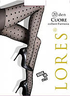 Колготки 20 ден на основі мікросіточки з сердечками Lores Cuore 20 чорного кольору розміру 1/2 3/4 5 - р1/2, фото 2