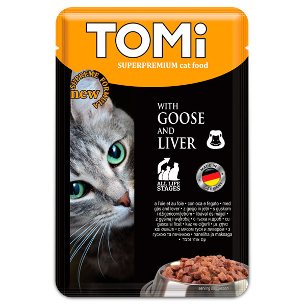 TOMi Goose Liver ТОМІ ГУСЬ ПЕЧЕНЬ вологий корм, консерви для котів 100 грамів