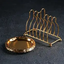 Підставка для тарілок золота стенд міні Сікстет 13.5*7.5*12 см