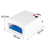 УФ лампа для нарощування нігтів на 36 Вт з таймером на 2 хв, великий розмір з запобіжником, рожева., фото 8