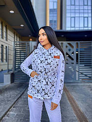 Жіночий осінній спортивний костюм трійка з жилеткою, кофта з капюшоном і штани з кишенями