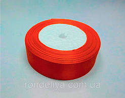 Стрічка атлас 2,5 см 23 метри яскраво помаранчевий