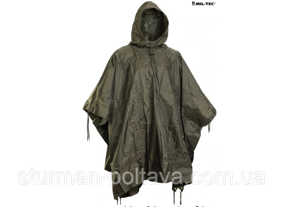 Пончо армійське щільність 780GR. PONCHO PE R/S OLIV колір олива MIL-TEC Німеччина