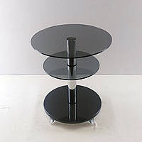 Стеклянный журнальный стол круглый Commus Bravo Light425 K gray-black-chr60