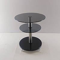 Стеклянный журнальный стол круглый Commus Bravo Light425 K gray-black-nks60