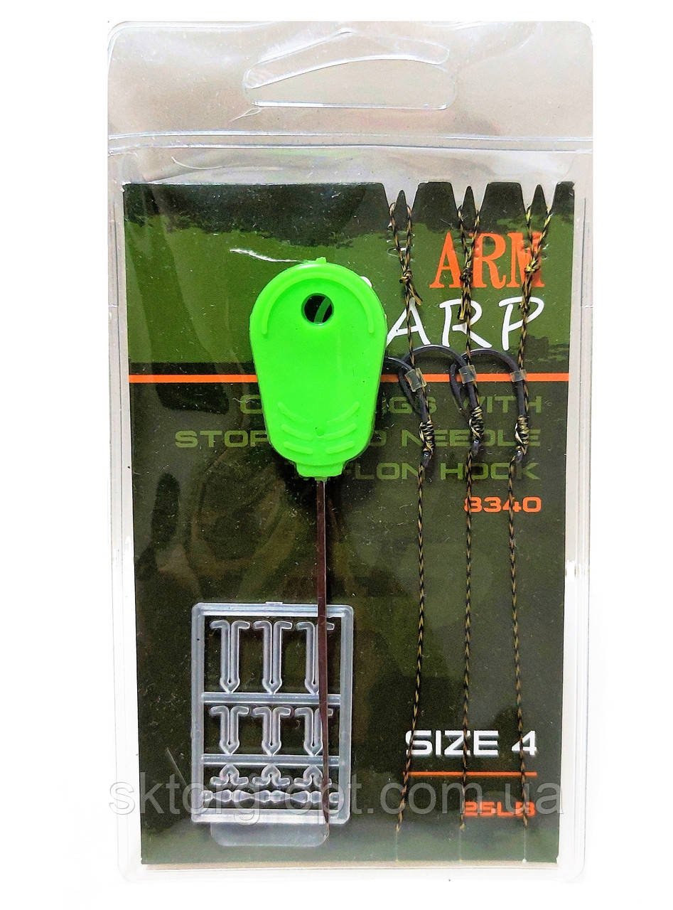 Комплект повідців Fishing ROI з голкою і стопорами hook 8340 No4 25lb