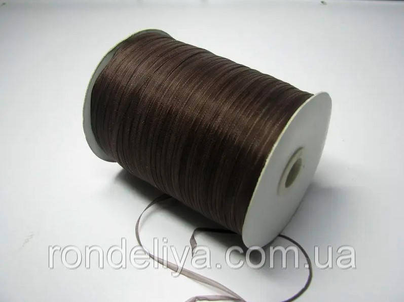 Стрічка органза 0,3 см 100 метрів темно-коричнева, фото 1