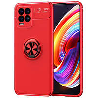 Чехол TPU Ring для Realme 8 / Realme 8 Pro бампер с подставкой кольцом Red