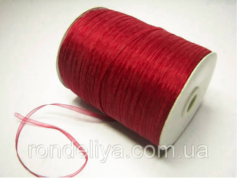 Стрічка органза 0,3 см 100 метрів червоний, фото 1