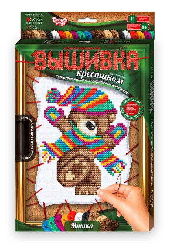 Вишивка хрестиком за номерами Ведмедик у шарфику VK-02-01 G-Rich, фото 1