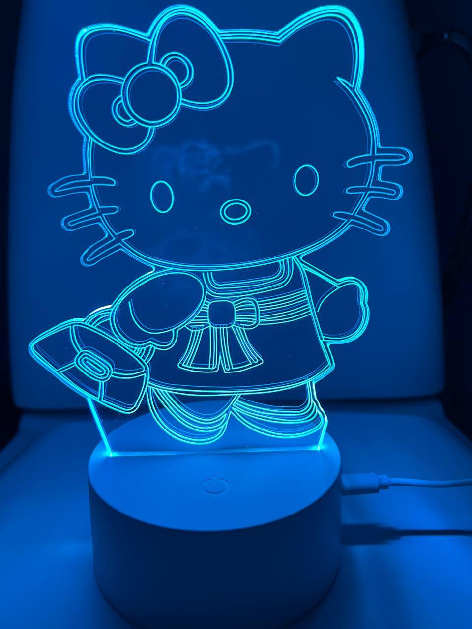 Світильник нічник 3D Hello kity, RGB 16 кольорів, USB