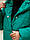 Стильний пуховик oversize смарагдово-зелений, А521, фото 2