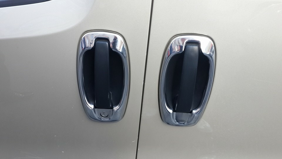 Окантовка дверної ручки (4 шт, нерж) Carmos - Турецька сталь для Peugeot Bipper 2008↗ рр.