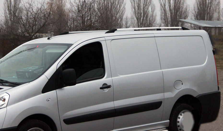 Рейлінги ХРОМ Довга, пластикові ніжки для Peugeot Expert 2007-2016 рр