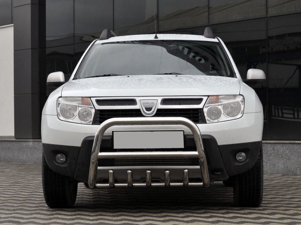 Кенгурятник без напису QT006 (нерж.) для Renault Duster 2008-2017 рр