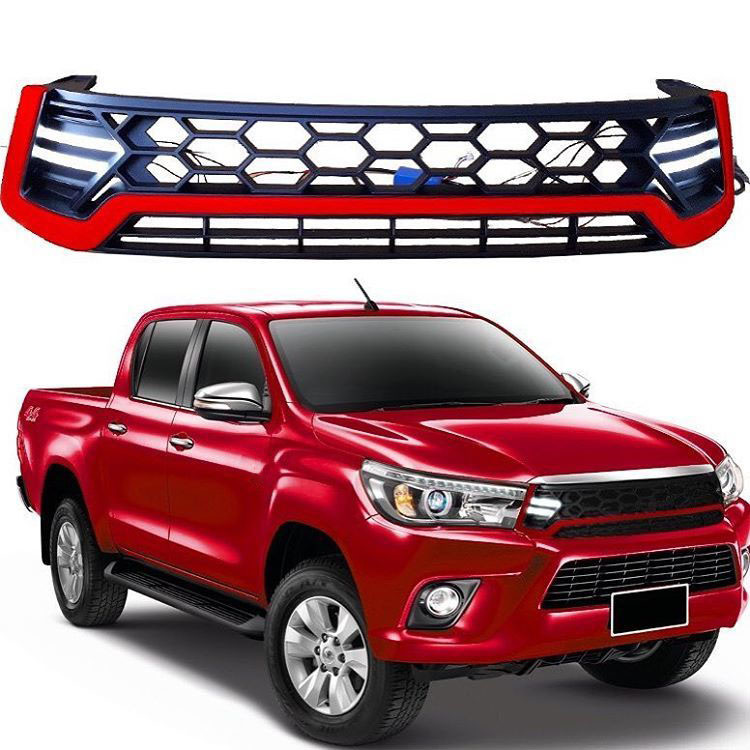 Передня решітка з LED Біла для Toyota Hilux 2015- рр, фото 1