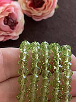 Бусини кришталеві (Рондель) 6х4мм виріб і — 75 шт., колір — світло-зелений прозорий