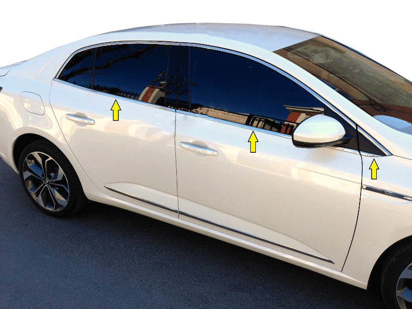 Нижня окантовка вікон (Sedan, 6 шт, нерж) OmsaLine - Італійська нержавійка для Renault Megane IV 2016↗ рр.