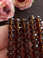 Бусини кришталеві (Рондель) 6х4м виріб - 85-95 шт, колір - прозорий бронза