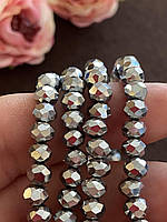 Бусини кришталеві (Рондель) 6х4 мм пачка — приблизно 85-95 шт., срібне напилення