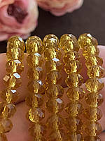 Бусины хрустальные (Рондель) 6х4мм пачка - 85-95 шт, цвет - темное золото
