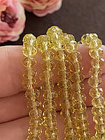 Бусини кришталеві (Рондель) 6х4мм пачка — 85-95 шт., колір — жовтий прозорий