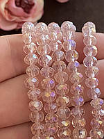 Бусини кришталеві (Рондель) 6х4м приблизно85-95 шт, колір - рожевий прозорий АБ