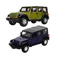 Автомодель - JEEP WRANGLER UNLIMITED RUBICON (ассорти зеленый металлик, тёмно-синий, 1:32), Зеленый меаллик,