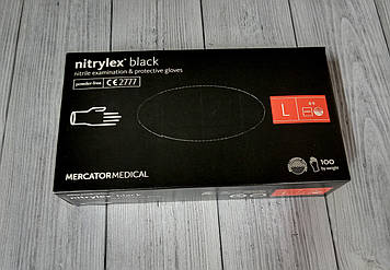 NITRYLEX BLACK Нітрилові рукавички чорні неопудрені розмір L 100 шт.
