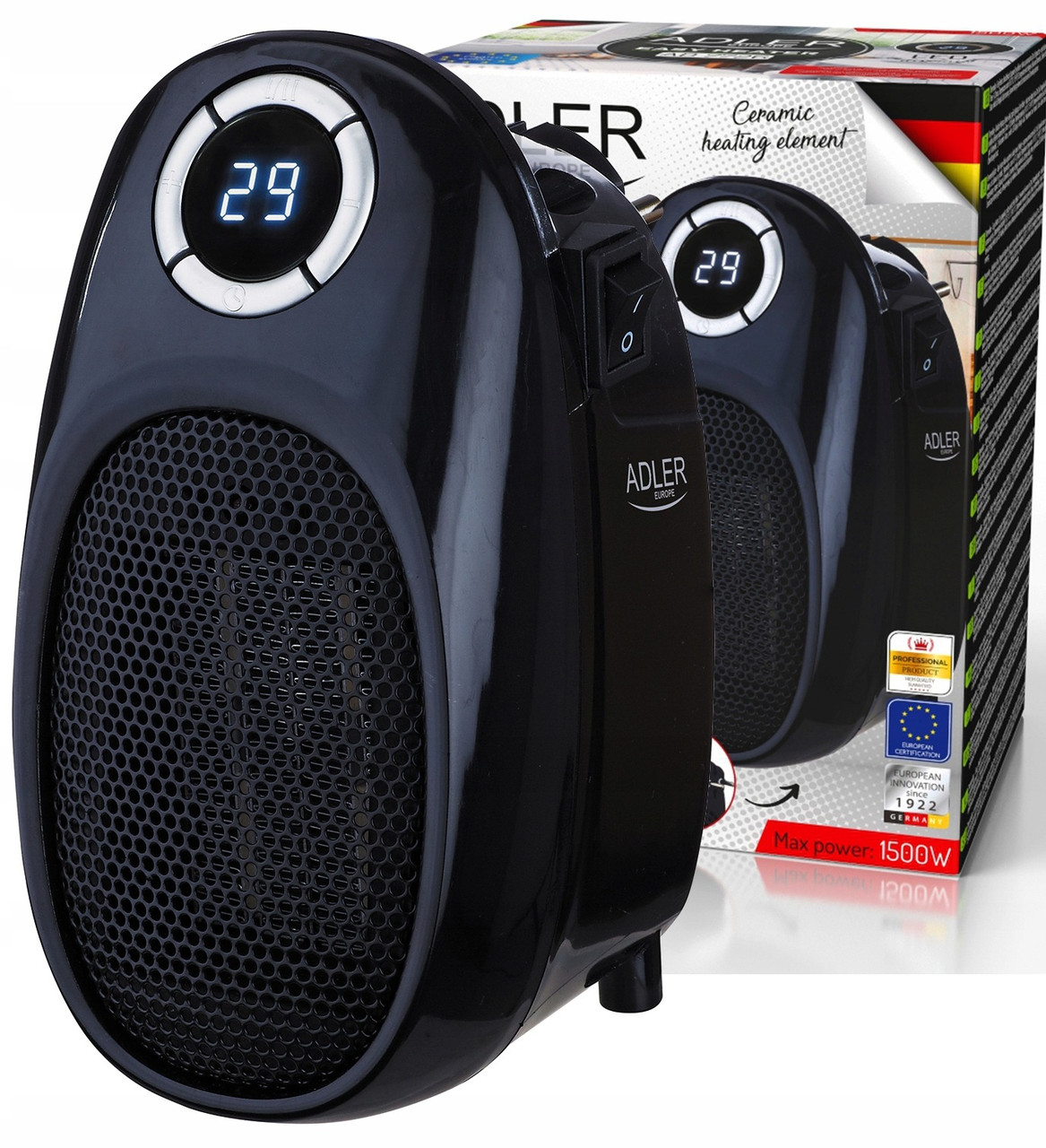 Портативний керамічний нагрівач, тепловентилятор Adler AD 7726 (1500 Вт, Польща), фото 1