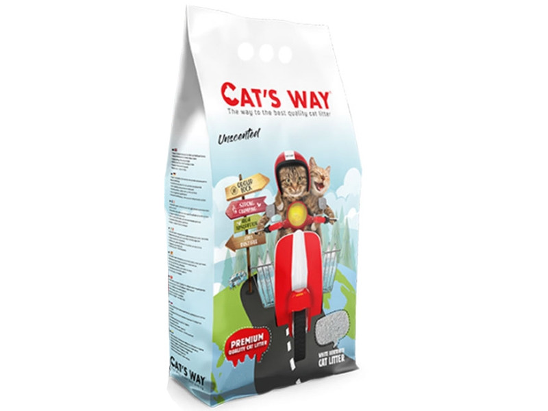 Бентонітовий наповнювач для котів CAT'S WAY природний білий, 10л, фото 1