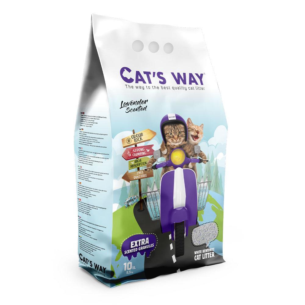 Бентонітовий наповнення для котів CAT'S WAY Лаванда + фіолетові гранули, 10л