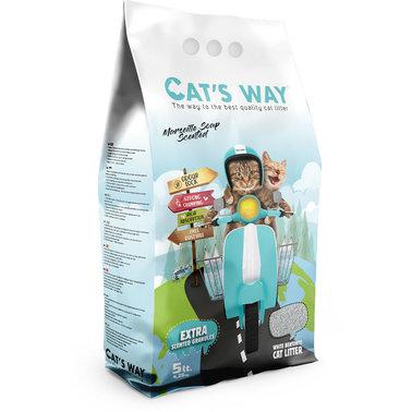 Бентонітовий наповнення для котів CAT'S WAY Марсельське мило + бірюзові гранули, 5л, фото 1