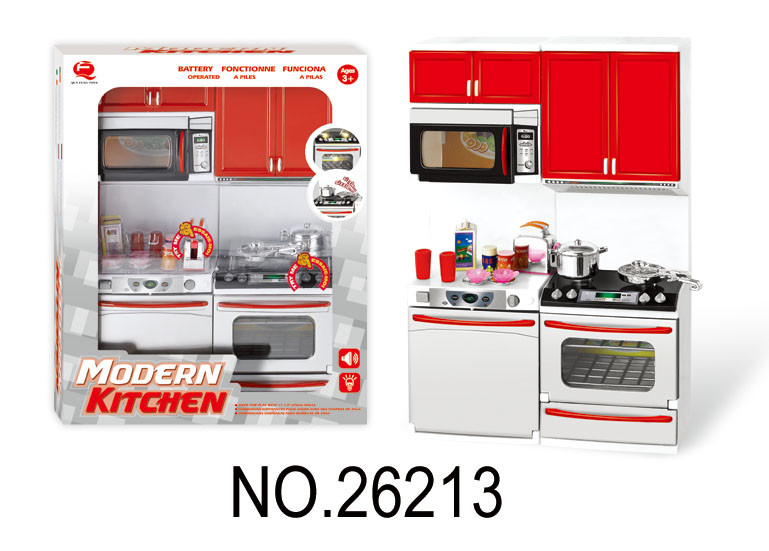 Ігровий набір - лялькова кухня "Сучасна кухня"-2, 27x9,5x34,5 см, червоний, пластик (26213)