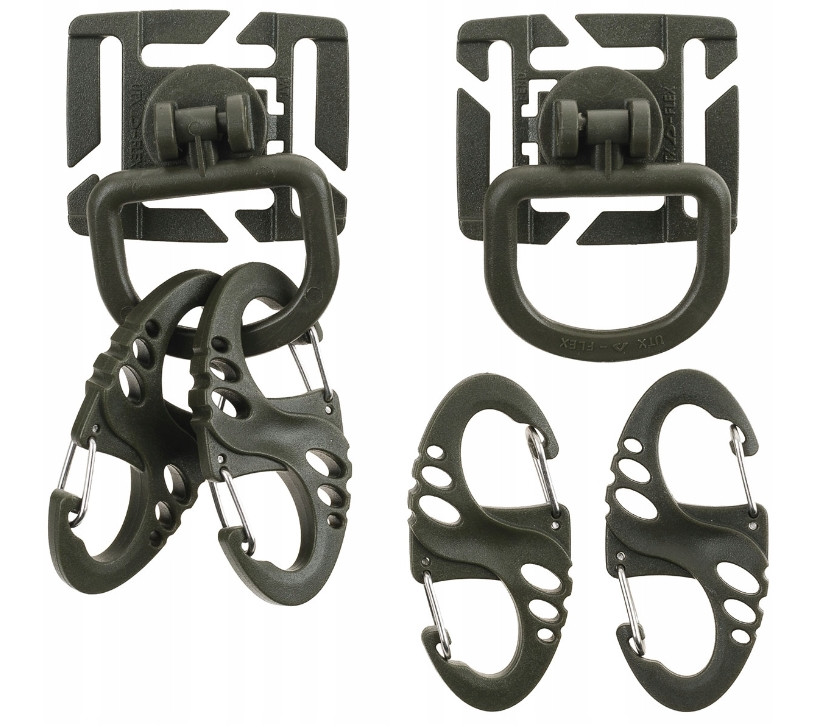 Набір карабінів і обертових кілець Mil-Tec DURAFLEX MOLLE D-RING S-HOOK Olive 13457601