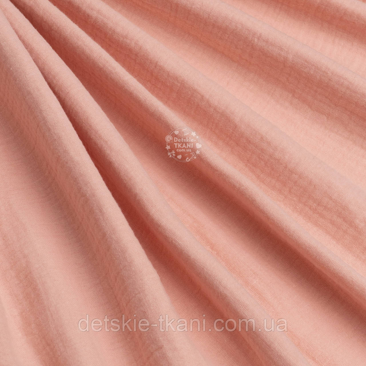 Муслін однотонний двошаровий жатий пудрового кольору, ширина 135 см, фото 1